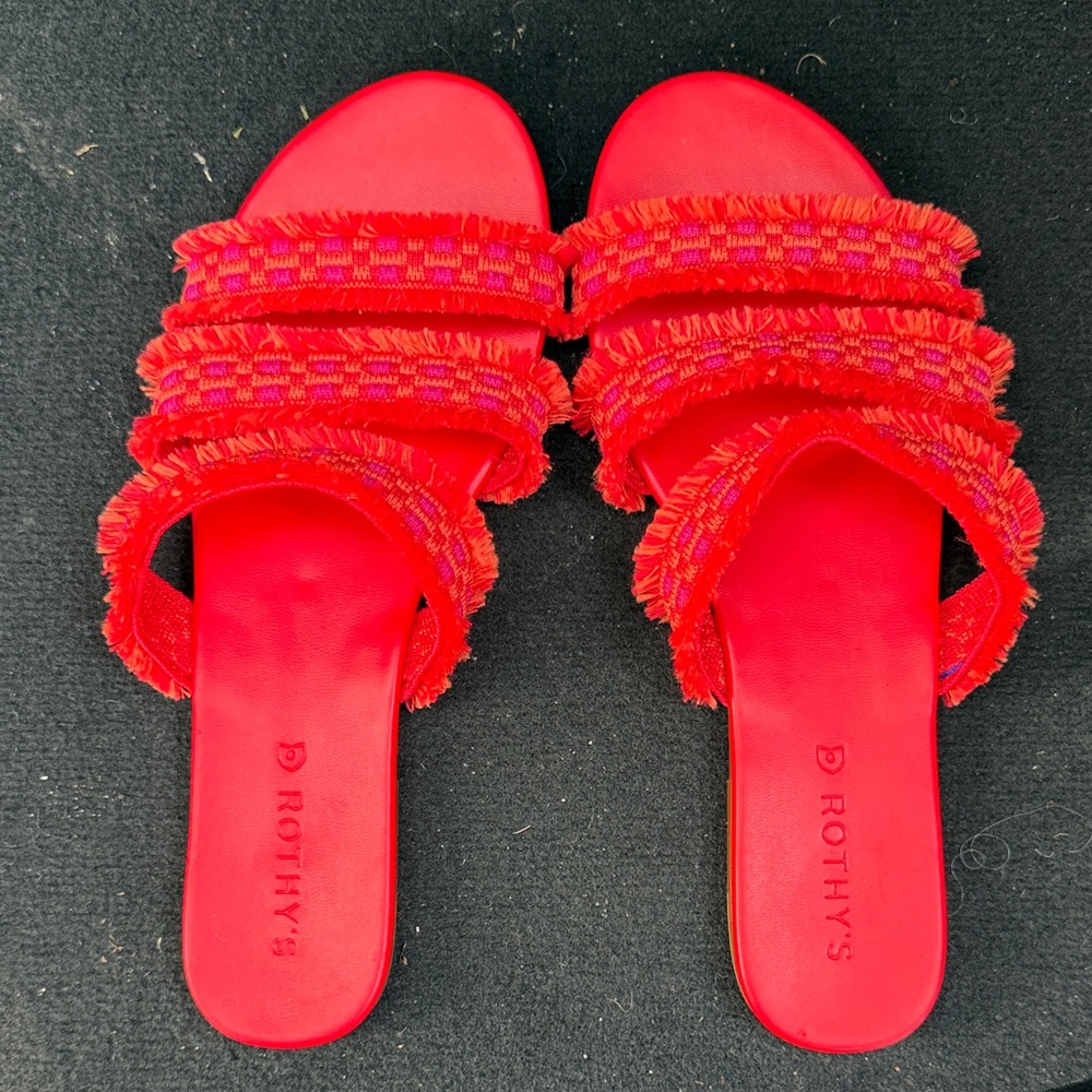 Rothy's Vibrant Red Fringe Sandals